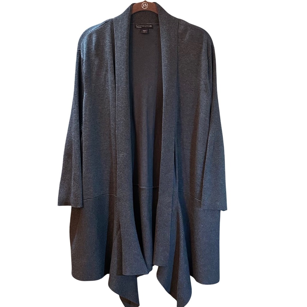 COVINGTON WOMAN Gray Open Front Long Sleeve Cardigan‎ Sweater 2X Plus Size